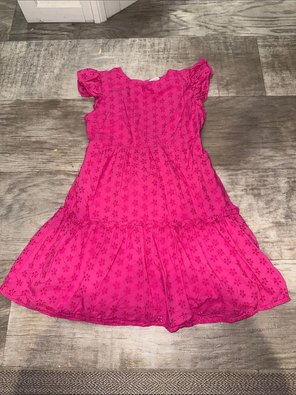 Crewcuts Hot Pink Eyelet Tiered Dress